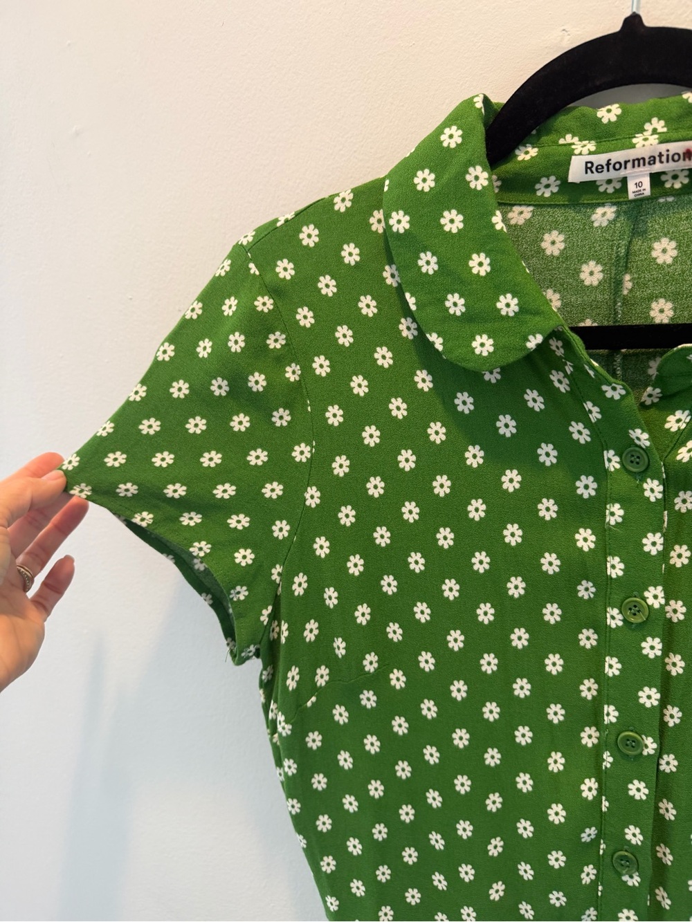 Reformation “Willa” Green Daisy Print Midi Dress Size 10 - Picture 7 of 7
